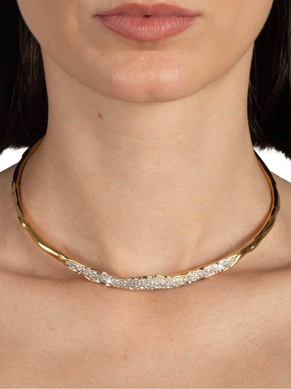 ALEXIS BITTAR Solanales Skinny Collar Necklace Gold Clear CZ AU20